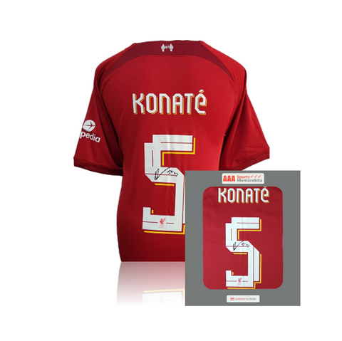 Ibrahima Konaté Hand Signed Liverpool 2022-23 Home Shirt in AAA Gift Box