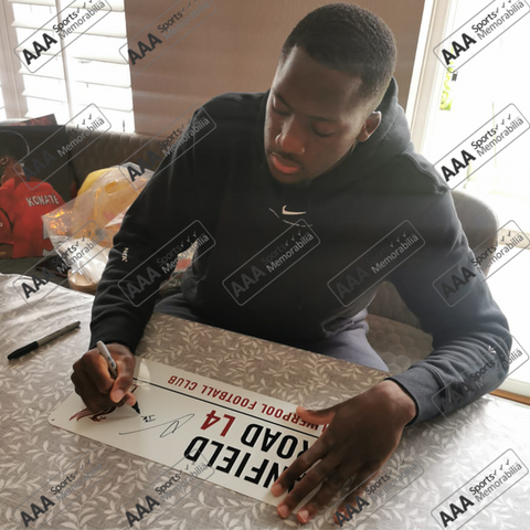 Ibrahima Konaté Hand Signed Anfield Road Sign
