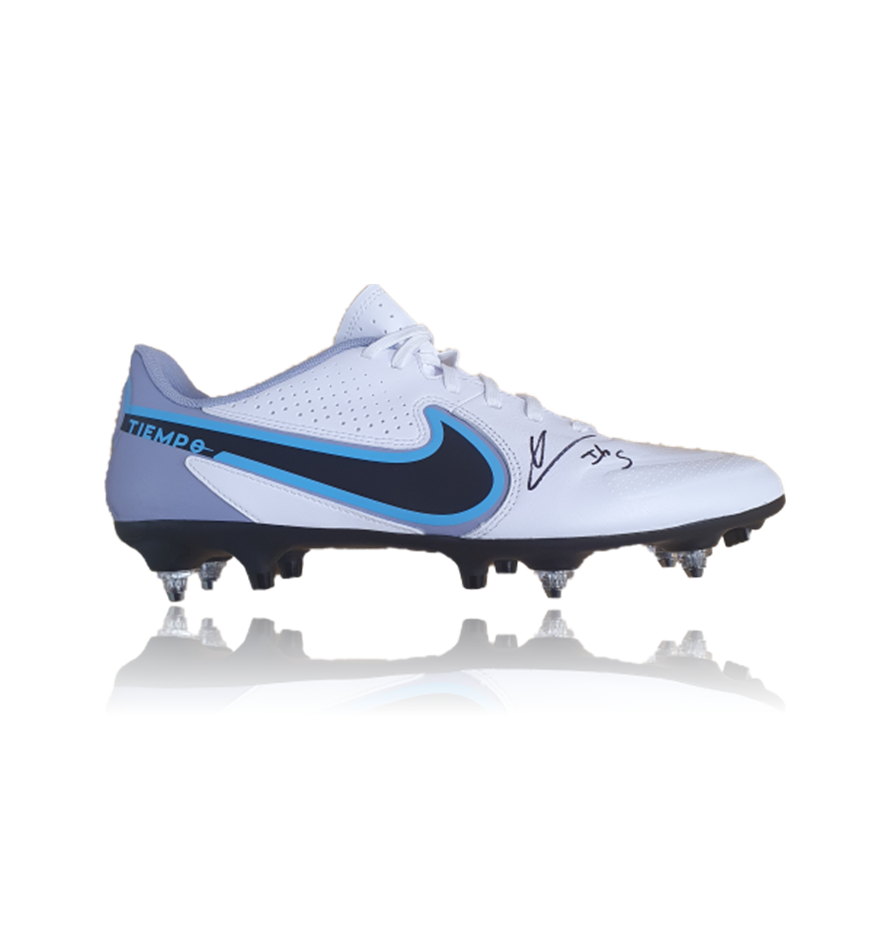 Ibrahima Konaté Hand Signed WHITE Nike Football Boot In Deluxe Classic Dome Frame