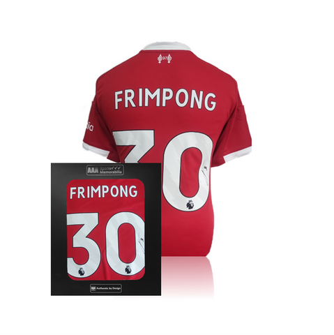Jeremie Frimpong Hand Signed Liverpool 2025-26 Home Shirt in AAA Gift Box