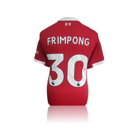 Jeremie Frimpong Hand Signed Liverpool 2025-26 Home Shirt in Deluxe Classic Frame
