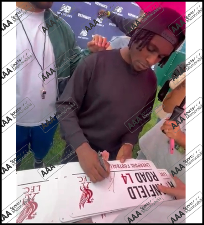Jeremie Frimpong Hand Signed Anfield Road Sign