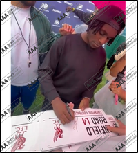 Jeremie Frimpong Hand Signed Anfield Road Sign