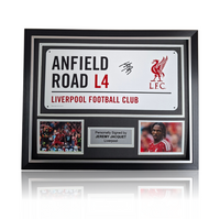 Jeremy Jacquet Hand Signed Anfield Road Sign In Deluxe Classic Frame