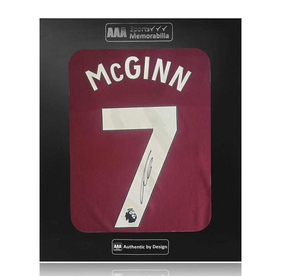 John McGinn Hand Signed Aston Villa 2024-25 Home Shirt in AAA Gift Box