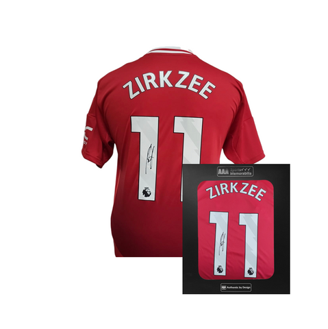 Joshua Zirkzee Hand Signed Manchester United 2024-25 Home Shirt in AAA Gift Box