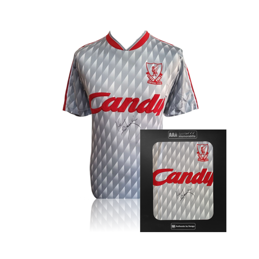 Kenny Dalglish Hand Signed 1989 Liverpool FC Away Shirt In AAA Gift Box