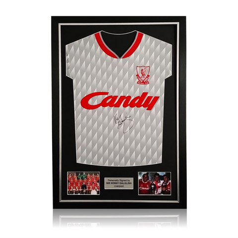 Kenny Dalglish  1989 Liverpool Away Shirt in Deluxe Classic Frame