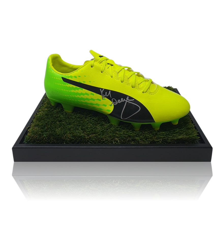 Kenny Dalglish Hand Signed Yellow/Green Puma Football Boot in Deluxe Acrylic Display Case