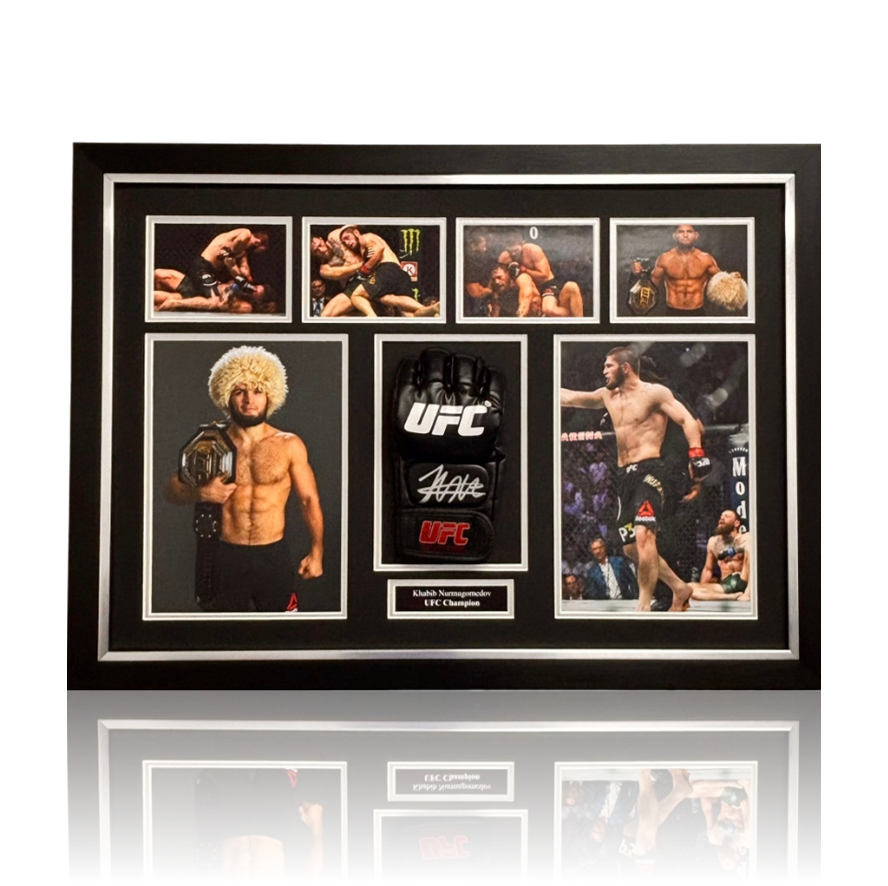 Khabib Nurmagomedov Hand Signed MMA Glove in Deluxe Classic Frame