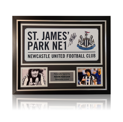 Kevin Keegan Hand Signed WHITE 'St James Park' Metal Plaques In Deluxe Classic Frame