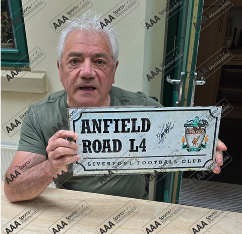 Kevin Keegan Hand Signed ANTIQUE 'Anfield Road' Metal Plaques In Deluxe Classic Frame