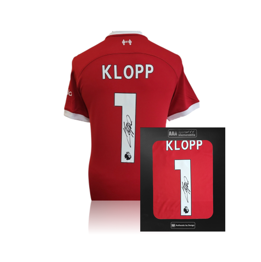 Jurgen Klopp Hand Signed Liverpool 2023-24 Home Shirt in AAA Gift Box