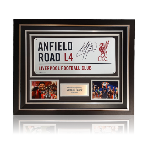 Jurgen Klopp Hand Signed Anfield Road Sign In Deluxe Classic Frame