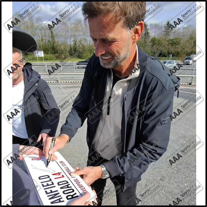 Jurgen Klopp Hand Signed Anfield Road Sign In Deluxe Classic Frame