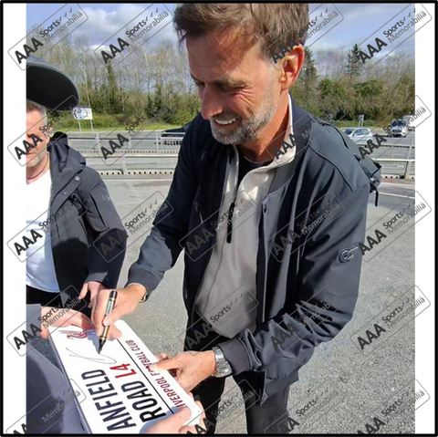 Jurgen Klopp Hand Signed Anfield Road Sign In Deluxe Classic Frame