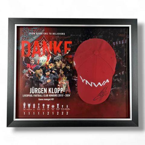 Jurgen Klopp Hand Signed YNWA Liverpool FC Cap & Honours in Deluxe Classic Dome Frame