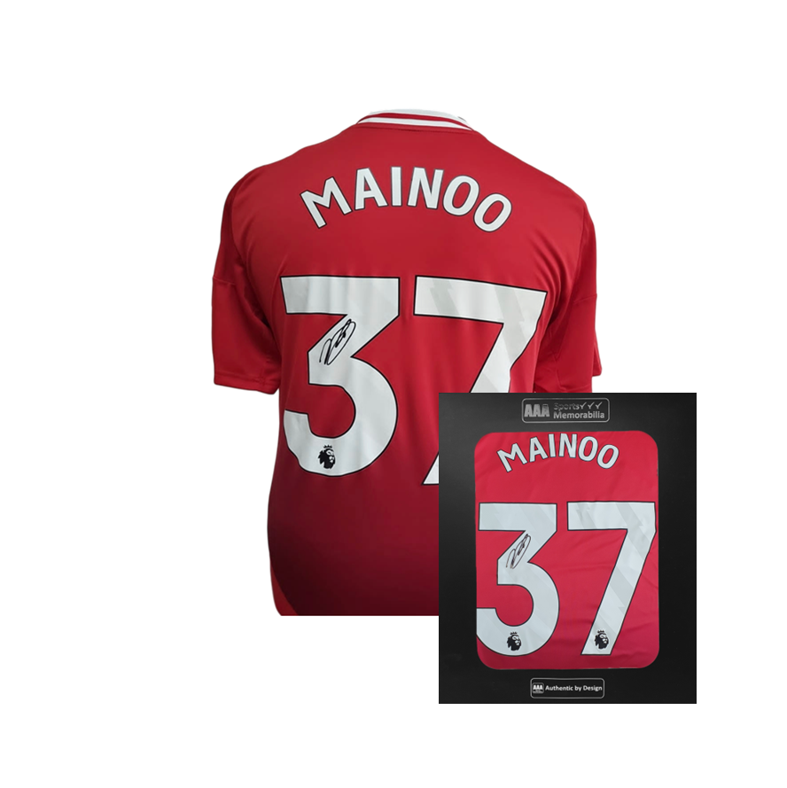 Mainoo Autograph Kobbie Mainoo Hand Signed Manchester United 2024-25 Home Shirt in AAA ...