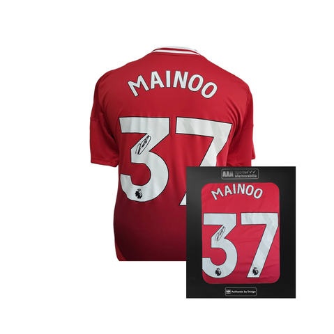 Kobbie Mainoo Hand Signed Manchester United 2024-25 Home Shirt in AAA Gift Box