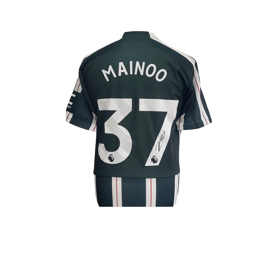 Kobbie Mainoo Hand Signed Manchester United 2023-24 Away Shirt in Deluxe Classic Frame