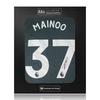 Kobbie Mainoo Hand Signed Manchester United 2023-24 Away Shirt in AAA Gift Box
