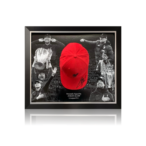 Jurgen Klopp Hand Signed RED Liverpool FC Cap in Deluxe Classic Dome Frame