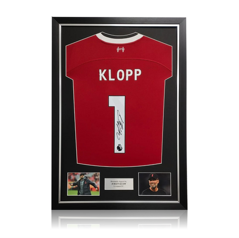 Jurgen Klopp Hand Signed Liverpool 2023-24 Home Shirt in Deluxe Classic Frame