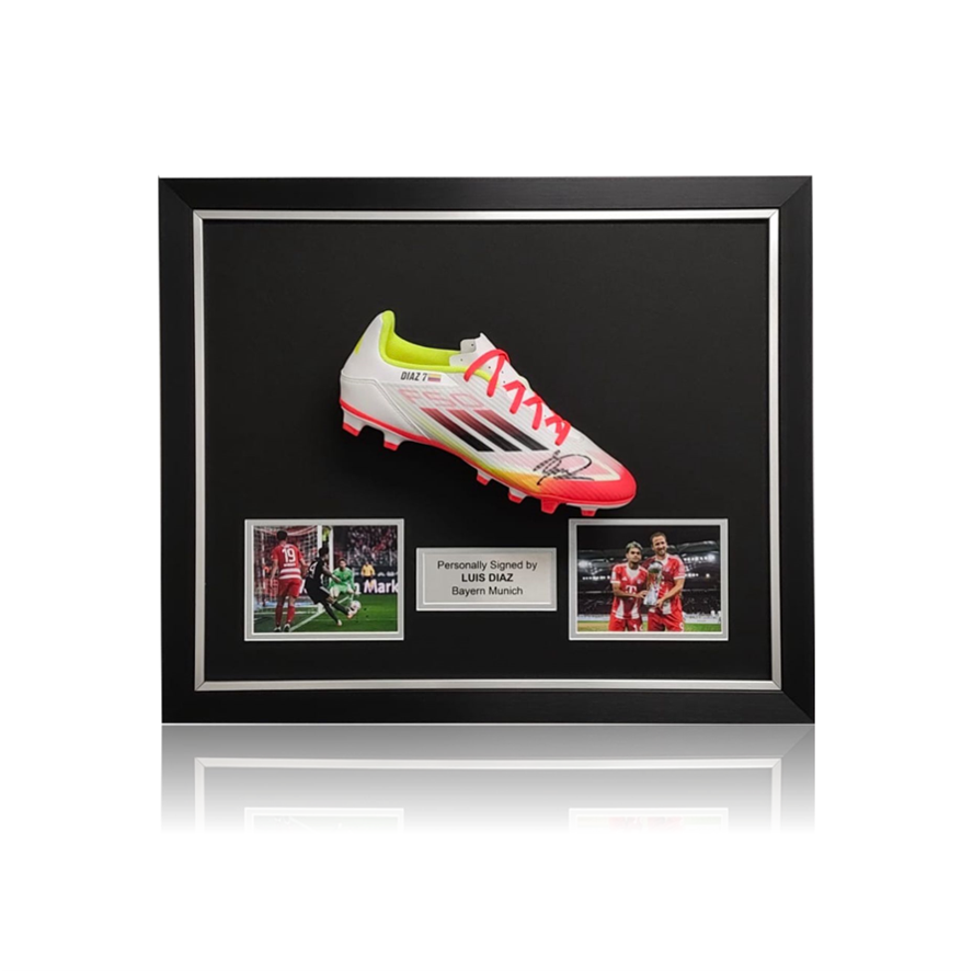 Luis Diaz BAYERN MUNICH Hand Signed Adidas Football Boot In Acrylic Dome Frame