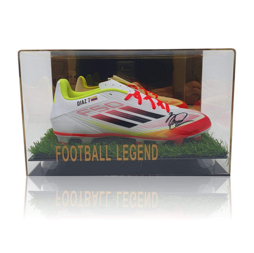 Luis Diaz Hand Signed Adidas Football Boot In Acrylic Display Case