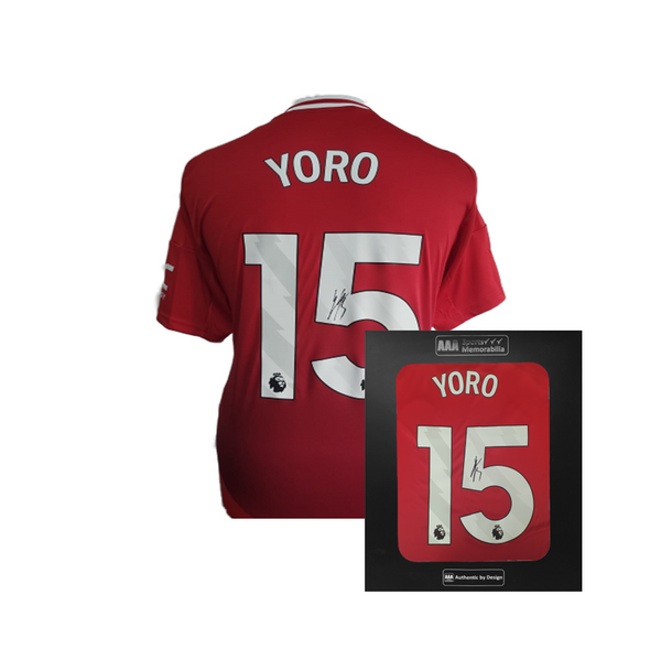 Leny Yoro Hand Signed Manchester United 2024-25 Home Shirt in AAA Gift ...