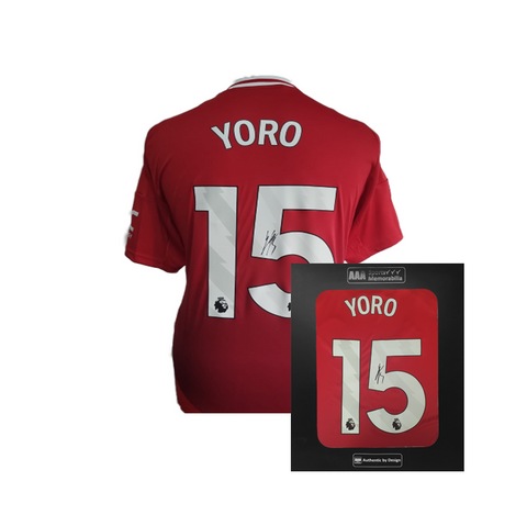 Leny Yoro Hand Signed Manchester United 2024-25 Home Shirt in AAA Gift Box