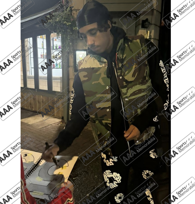 Leny Yoro Hand Signed Manchester United 2024-25 Home Shirt in Deluxe Classic Frame