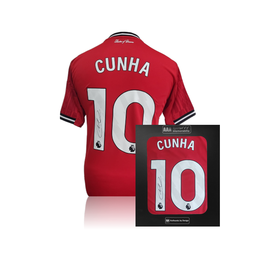 Matheus Cunha Hand Signed Manchester United 2025-26 Home Shirt in AAA Gift Box