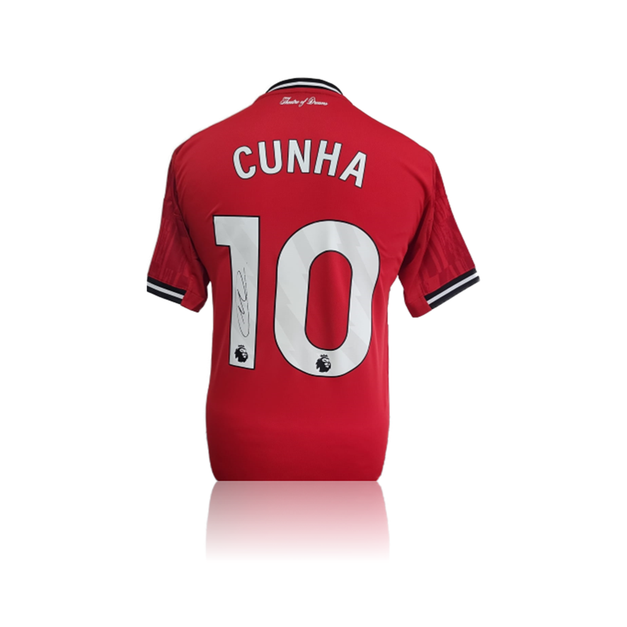 Matheus Cunha Hand Signed Manchester United 2025-26 Home Shirt in AAA Gift Box