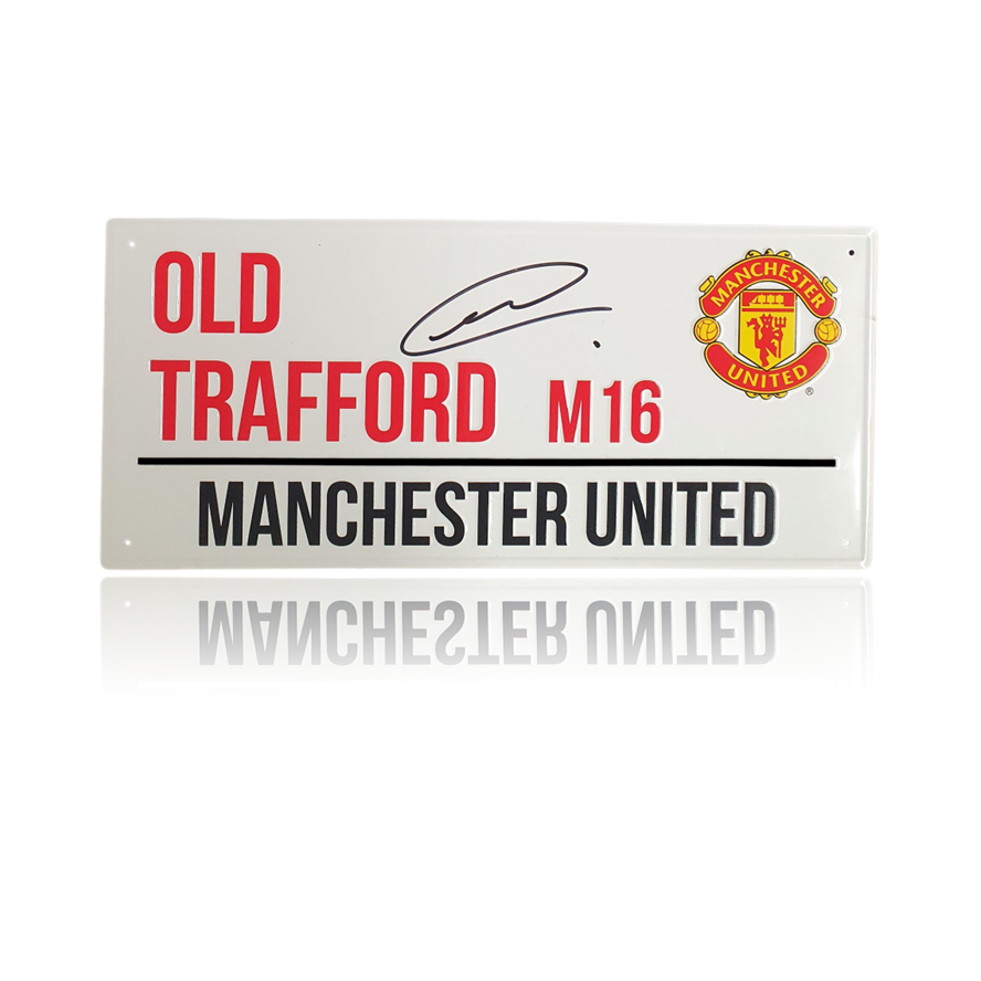 Matheus Cunha Hand Signed 'OLD TRAFFORD' Sign