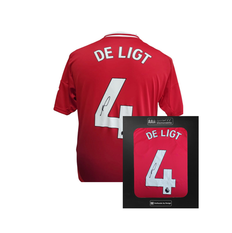 Matthijs de Ligt Hand Signed Manchester United 2024-25 Home Shirt in AAA Gift Box