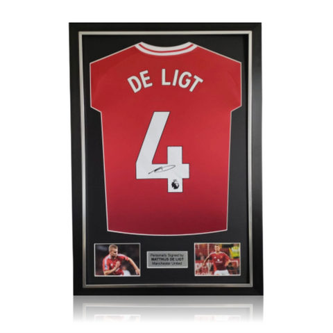 Matthijs de Ligt Hand Signed Manchester United 2024-25 Home Shirt in Deluxe Classic Frame