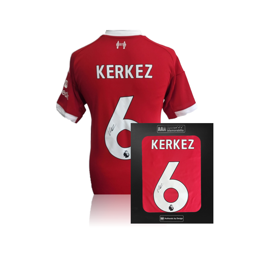 Milos Kerkez Hand Signed Liverpool 2025-26 Home Shirt in AAA Gift Box