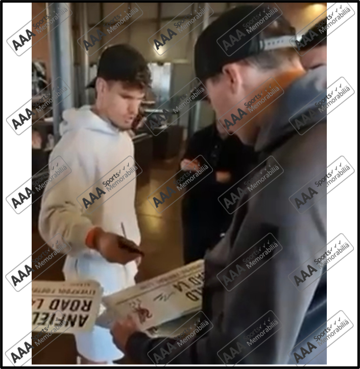 Milos Kerkez Hand Signed Anfield Road Sign