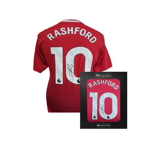 Marcus Rashford Hand Signed Manchester United 2024-25 Home Shirt in AAA Gift Box