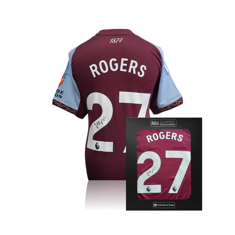 Morgan Rogers Hand Signed Aston Villa 2025-26 Home Shirt in AAA Gift Box