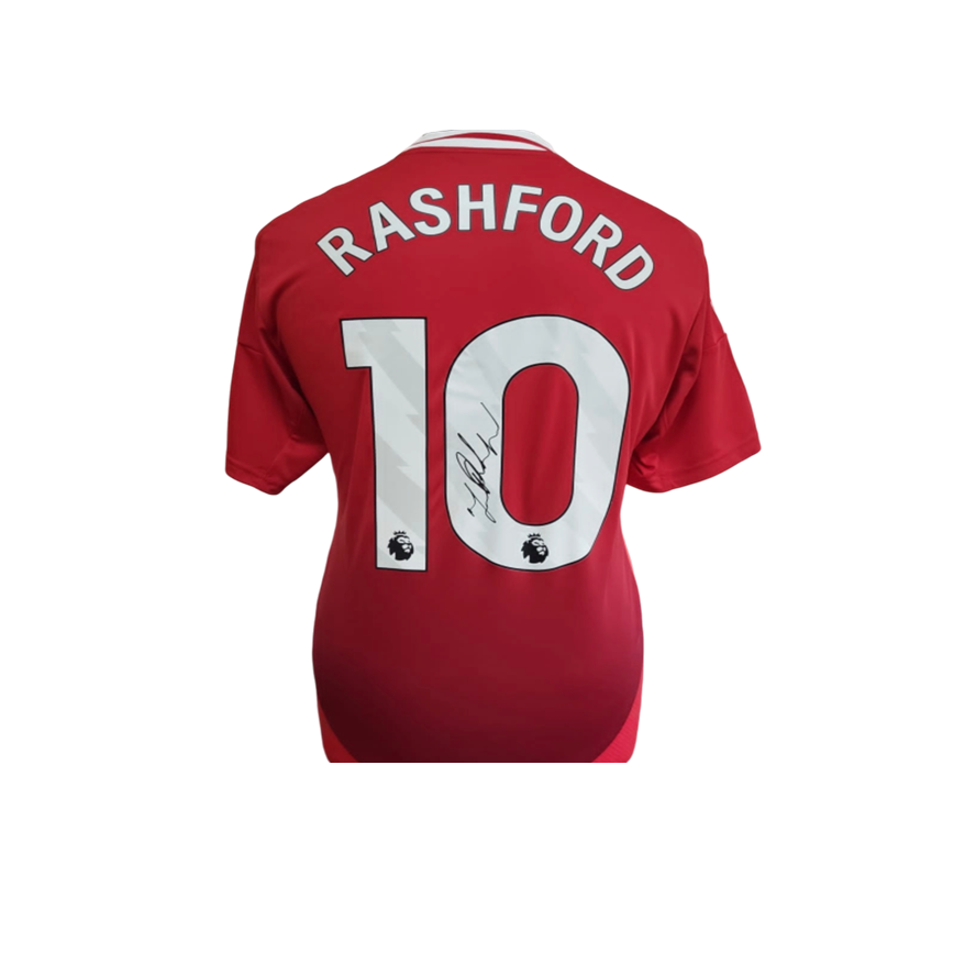 Marcus Rashford Hand Signed Manchester United 2024-25 Home Shirt in Deluxe Classic Frame