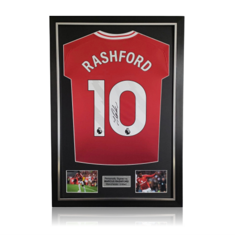 Marcus Rashford Hand Signed Manchester United 2024-25 Home Shirt in Deluxe Classic Frame