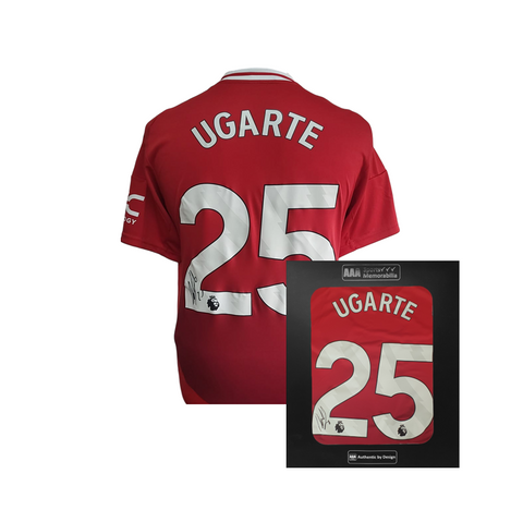 Manuel Ugarte Hand Signed Manchester United 2024-25 Home Shirt in AAA Gift Box