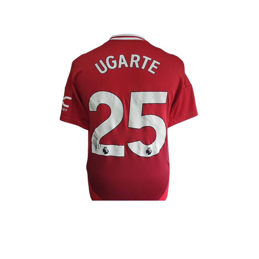 Manuel Ugarte Hand Signed Manchester United 2024-25 Home Shirt in AAA Gift Box