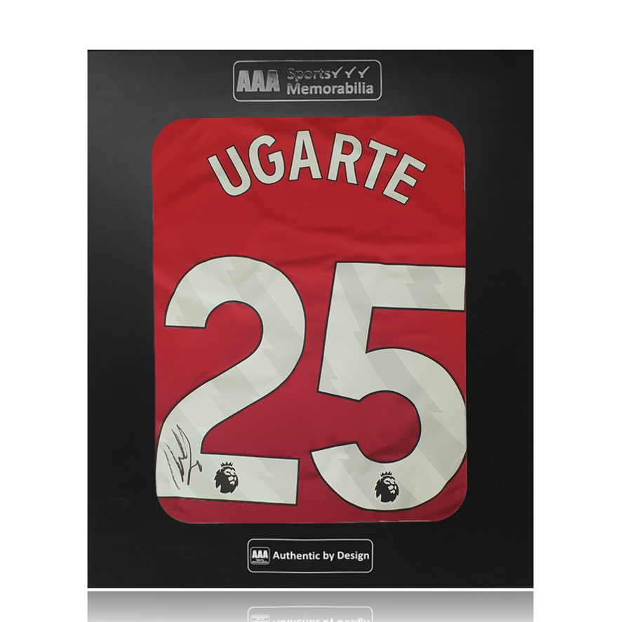 Manuel Ugarte Hand Signed Manchester United 2024-25 Home Shirt in AAA Gift Box