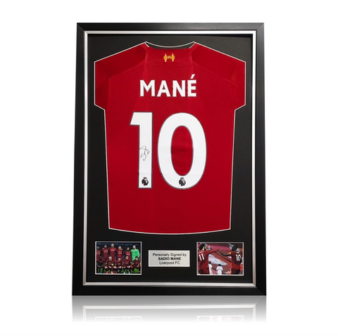 Sadio Mane Hand Signed Liverpool 2019-20 Home Shirt in Deluxe Classic Frame