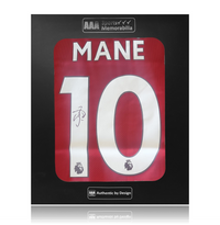 Sadio Mane Hand Signed Liverpool 2019-20 Home Shirt in AAA Gift Box