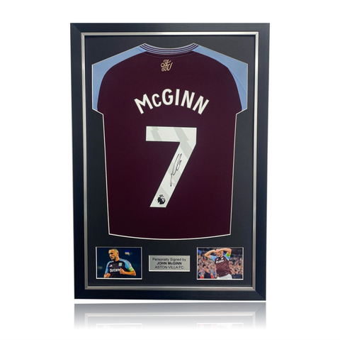 John McGinn Hand Signed Aston Villa 2024-25 Home Shirt in Deluxe Classic Frame