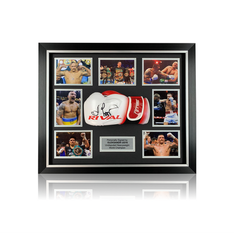 Oleksandr Usyk Hand Signed White Boxing Glove in Deluxe Classic Dome Frame